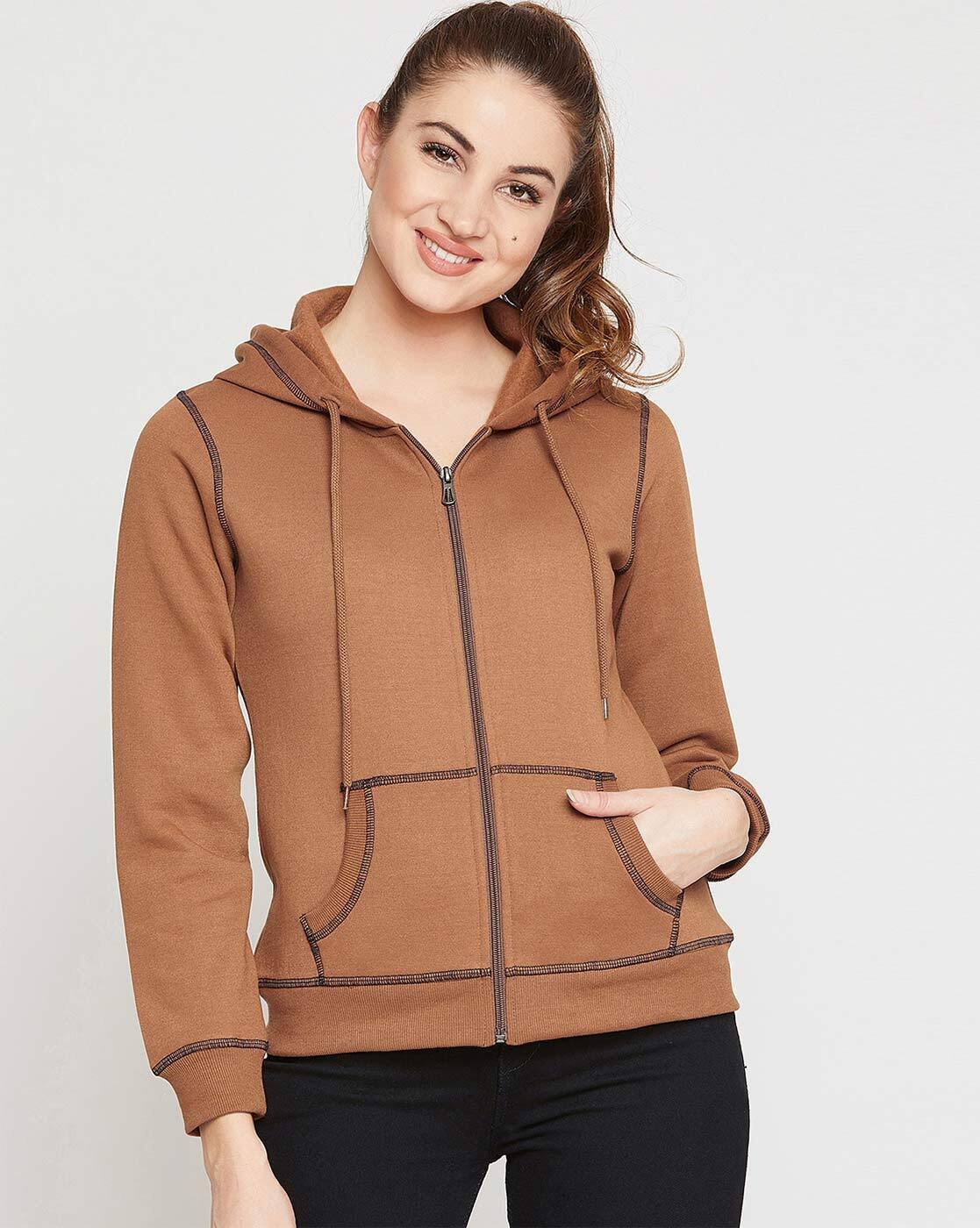 brown sweatshirt zip up