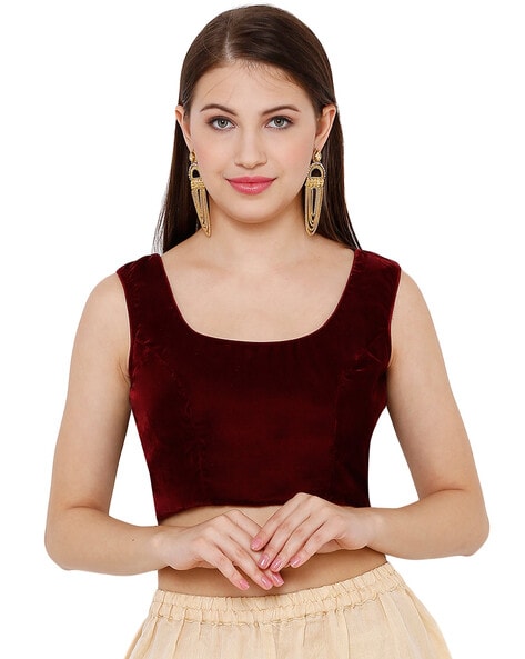 sleeveless maroon blouse