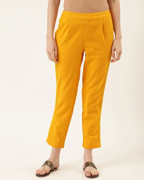 Buy Mustard Yellow Trousers  Pants for Women by HARPA Online  Ajiocom