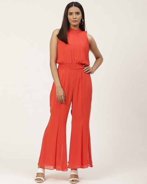 Orange store flared jumpsuit