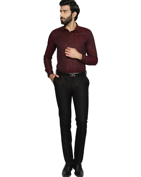 Buy Men Maroon Slim Fit Formal Full Sleeves Formal Shirt Online - 172941 |  Peter England