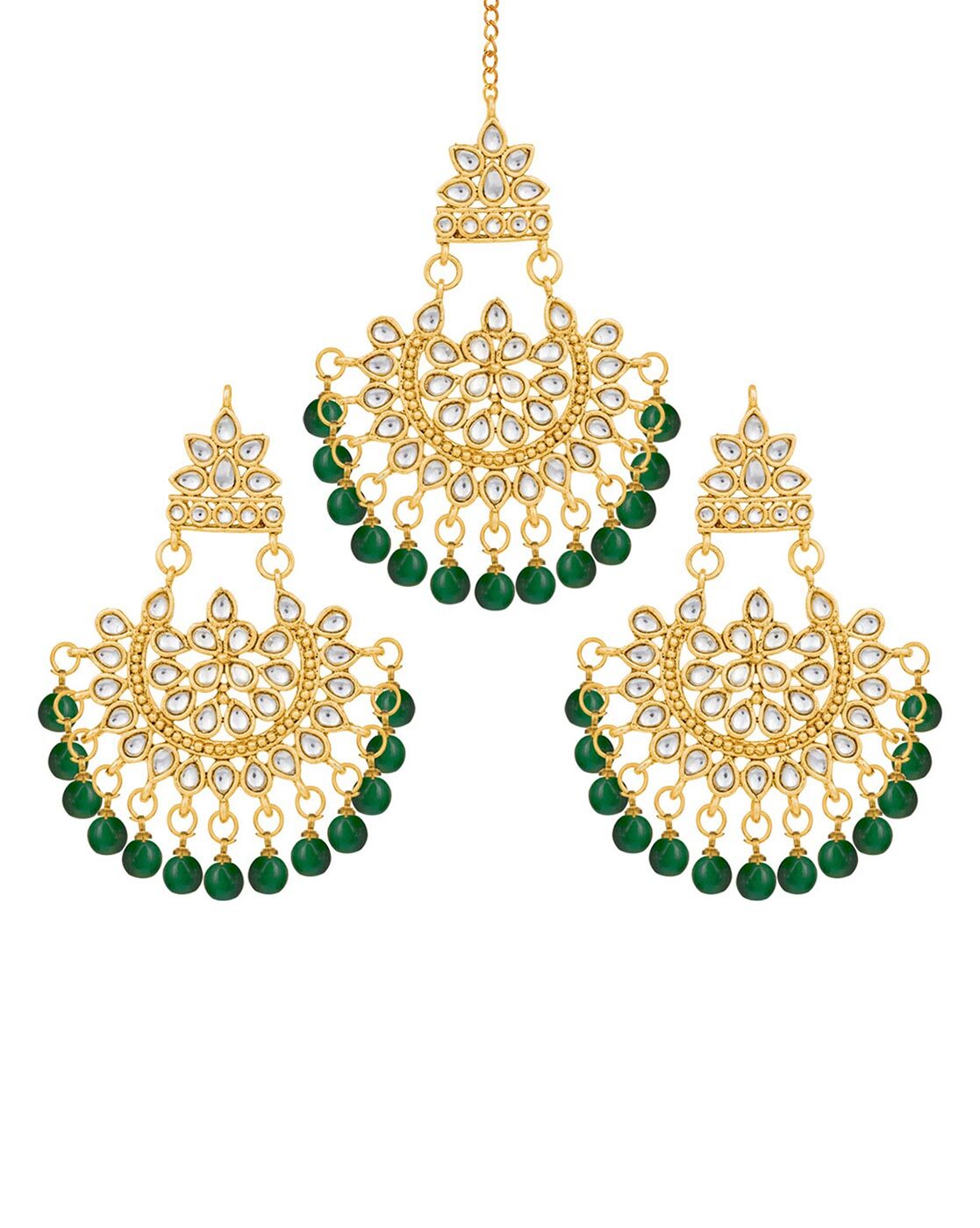 Buy Traditional Mirza Earrings & Maang Tikka Set Online