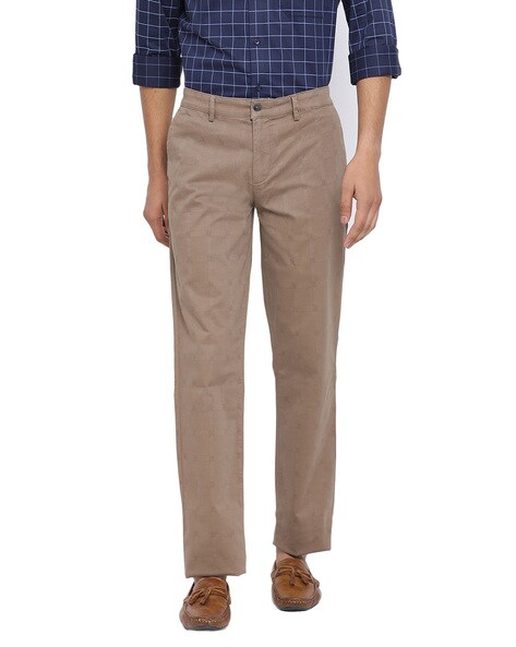 Buy Turtle Men Beige Printed Ultra Slim Fit Trousers at Amazon.in