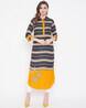 Striped Roll-up Sleeves Straight Kurta Striped Roll-up Sleeves Straight Kurta