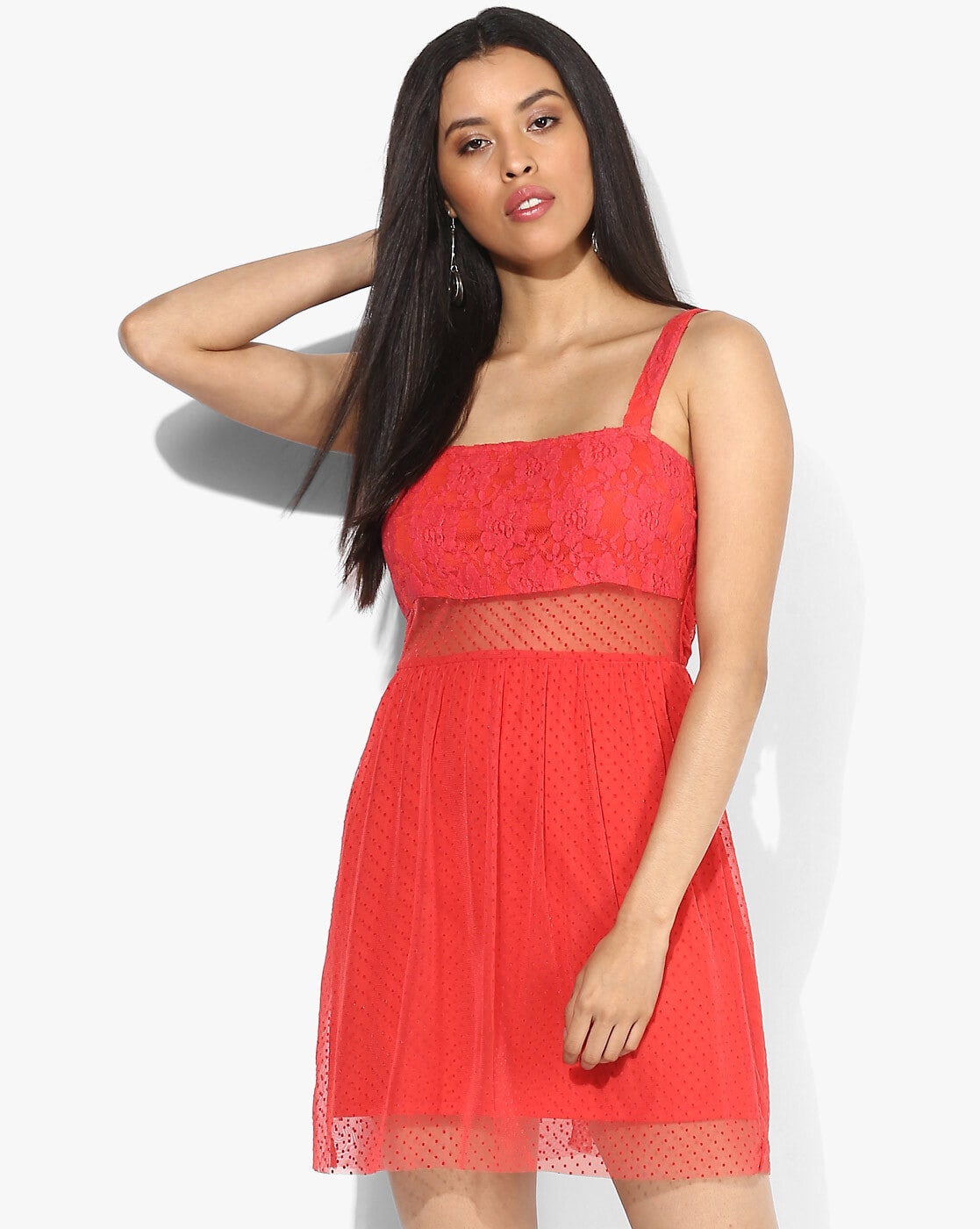 loft red lace dress