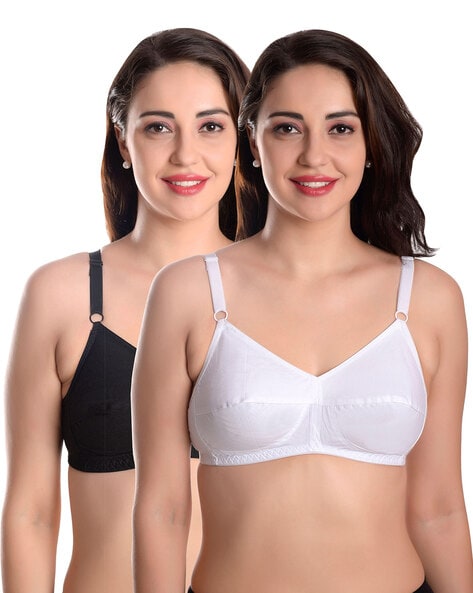 Buy Featherline 100% Pure Cotton Perfect Fitted Non Padded Women's Teenager  Bras (Elastic Straps) (Black-3, 40B) Online In India At Discounted Prices