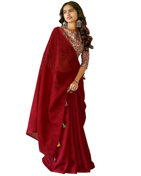 Buy Maroon 10 to 20% Discount on Party Wear Sarees Online for Women in USA