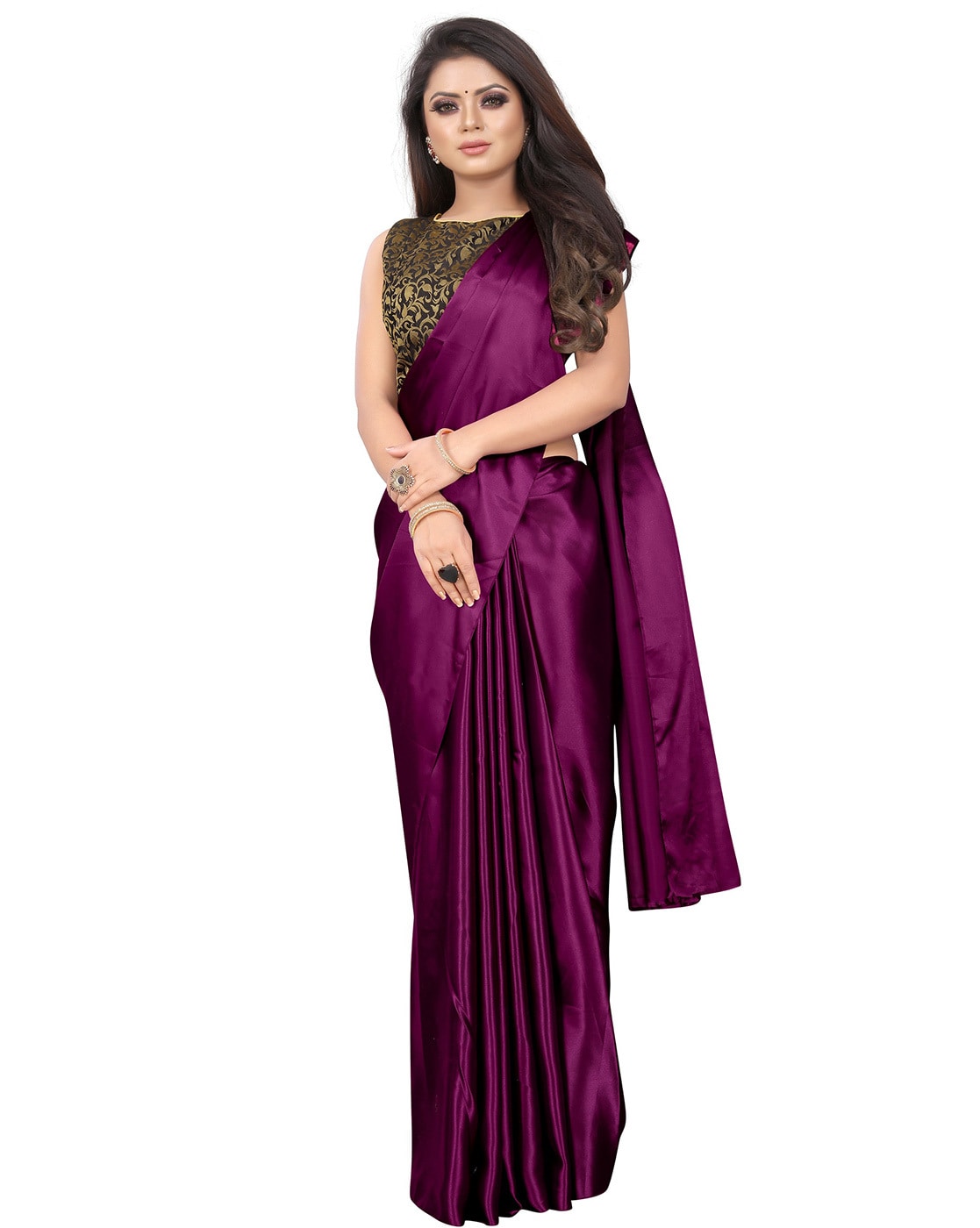 Wine Plain Georgette Saree – Leemboodi