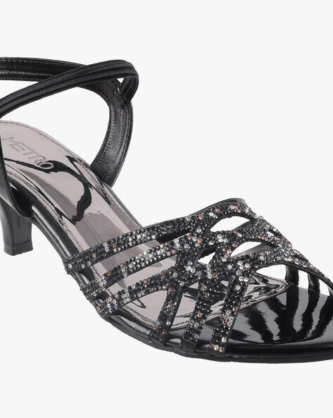 Soda Girls Girly-2 Metallic Glitter Open Toe Bow Slingback Small Block Heel  Sandals