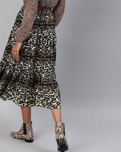 topshop tiered leopard skirt