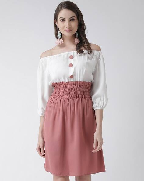 off the shoulder fit and flare dress