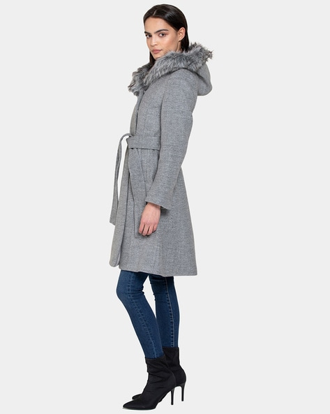 Grey Jackets Coats For Women By, Grey Wool Coat With Hood