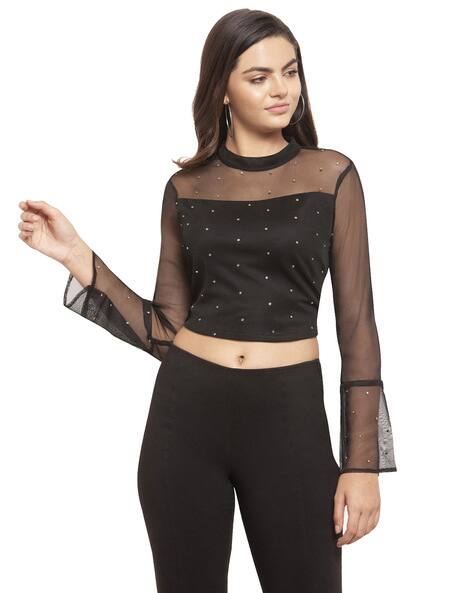 Ajio black tops Clearance