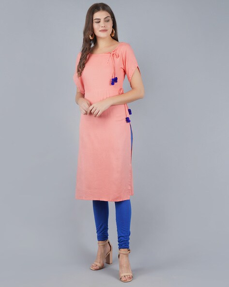 Straight Kurta with Tie-Up Details