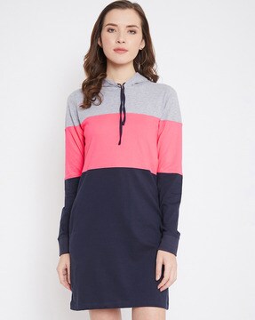 hooded shift dress