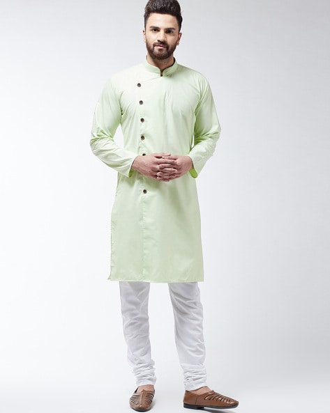 White Color Art Silk Mens Kurta Jacket Set