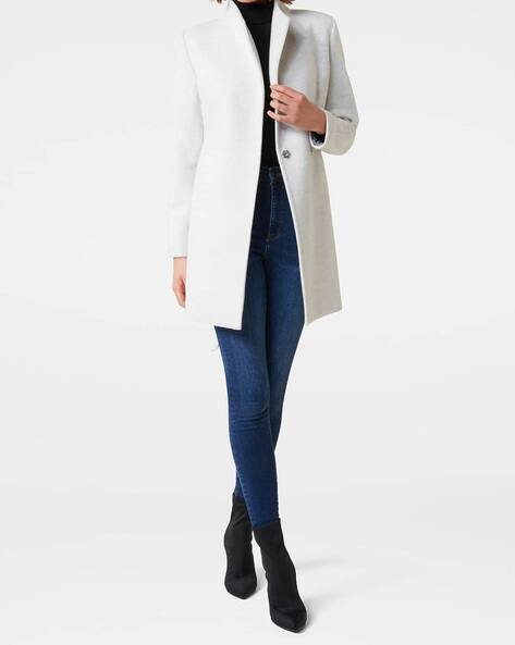 grey open front coat