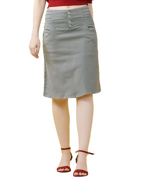 khaki skirt knee length