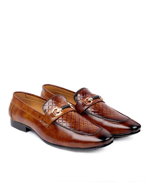 Self-Designed Slip-On Loafers with Metal Accent