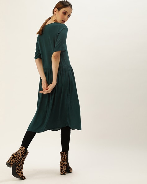 Party Wear Dark green Western Dresses, Size: Medium