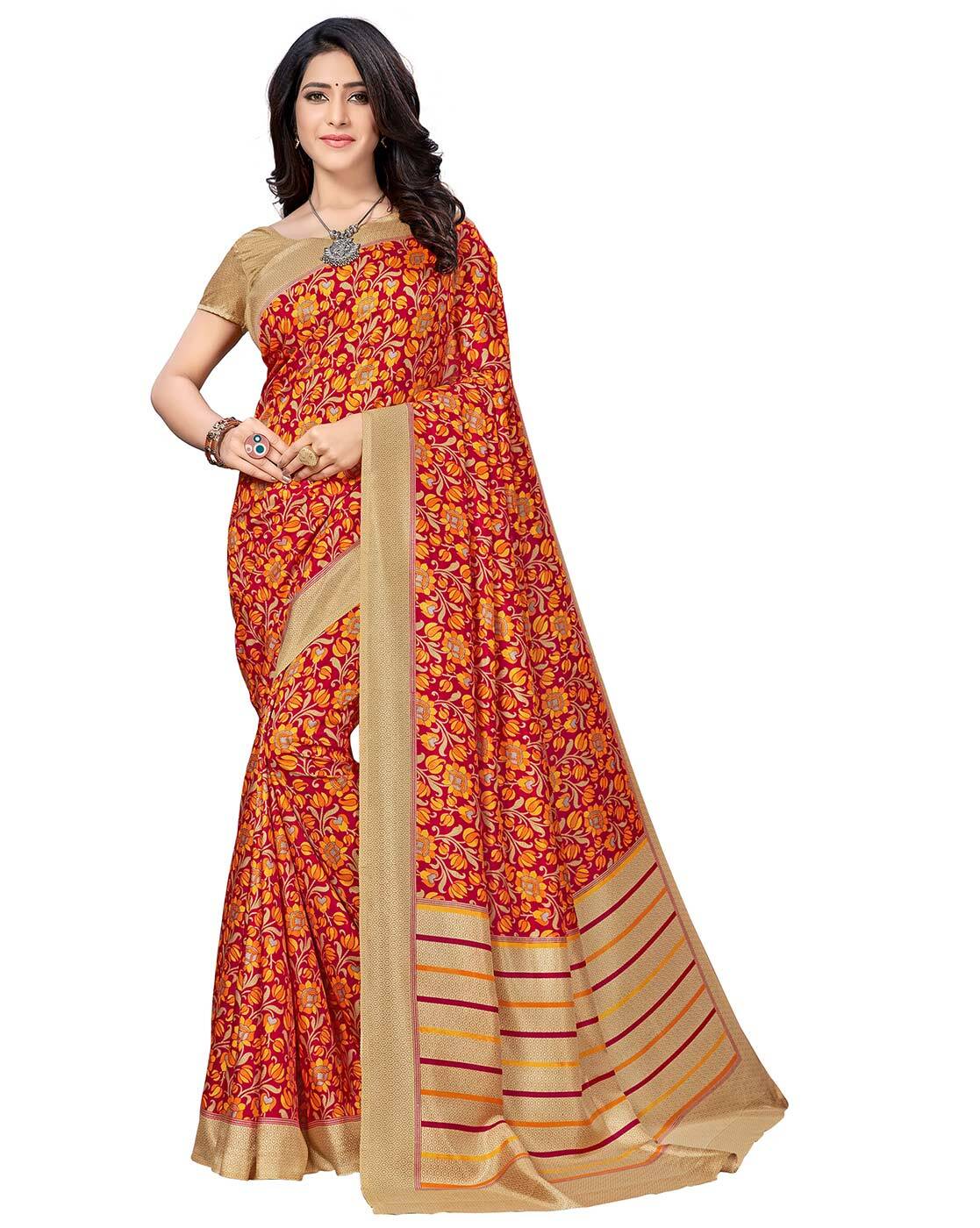 Buy SimSim Trendz Woven Daily Wear Cotton Blend, Polyester Multicolor Sarees  Online @ Best Price In India | Flipkart.com