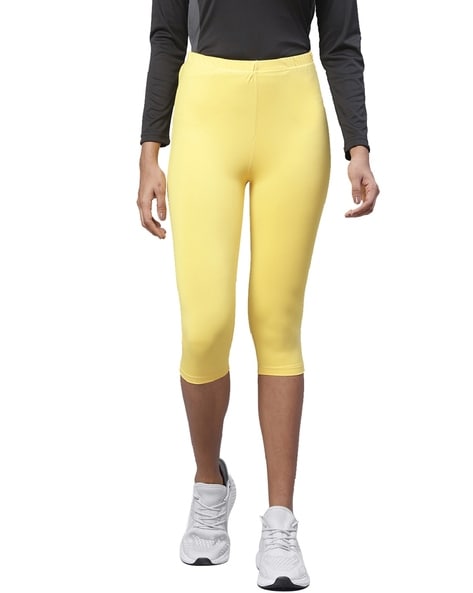 Women Yellow Sport Leggings W/O Embarrassing Middle Line Yoga Bottoms