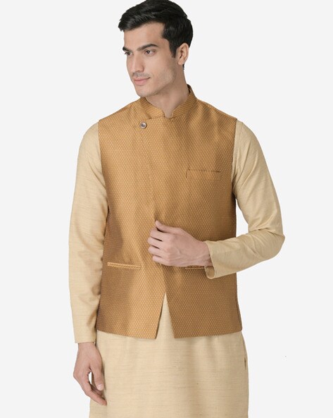 Contemporary Mustard Waistcoat Nehru Jacket – Luxurazi