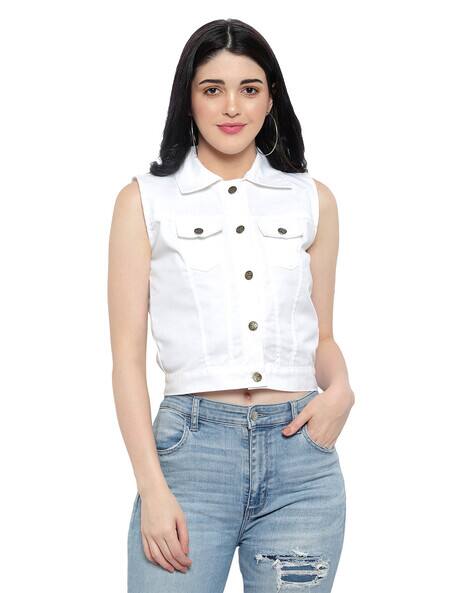 white cropped jacket womens