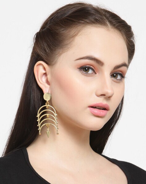 Gold-Plated Dome Shaped Drop Earrings – DIVAWALK | Online Shopping for  Designer Jewellery, Clothing, Handbags in India