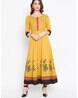 Printed Round-Neck Flared Kurta with Button Fastening Printed Round-Neck Flared Kurta with Button Fastening