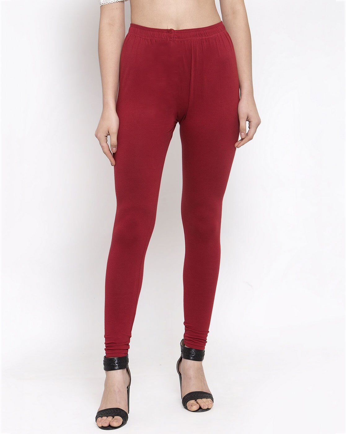 Buy Maroon & Black Leggings for Women by Clora Creation Online | Ajio.com