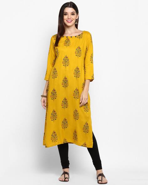 yellow kurtis combination