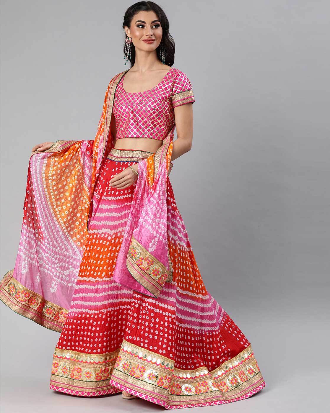 Traditional Jaipuri Bandhani Bandhej Old is Gold Style Chaniya Choli With  Bandhani Dupatta With Heavy Gota Work Karwa Chauth Lehenga - Etsy Israel