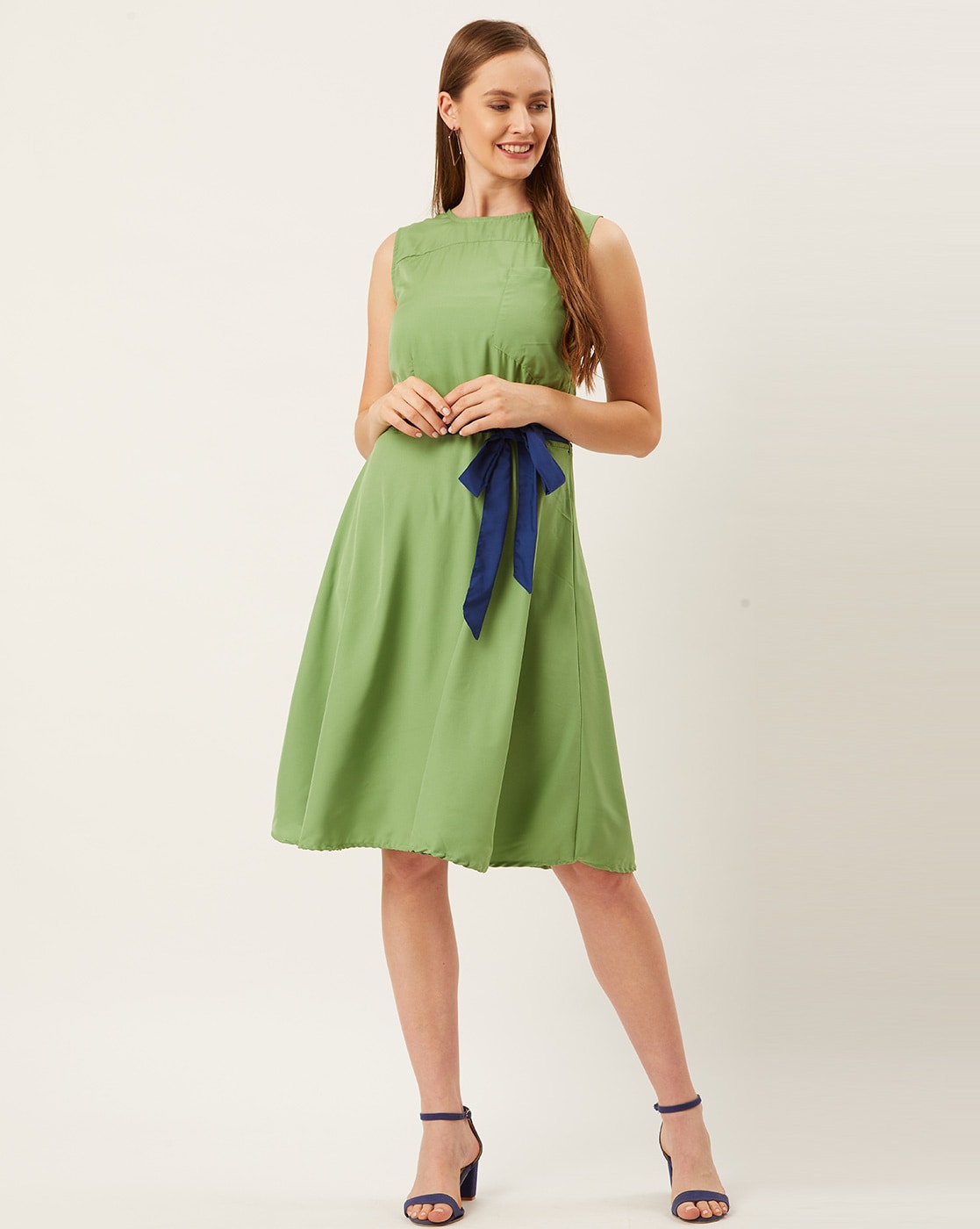 green tea length cocktail dress