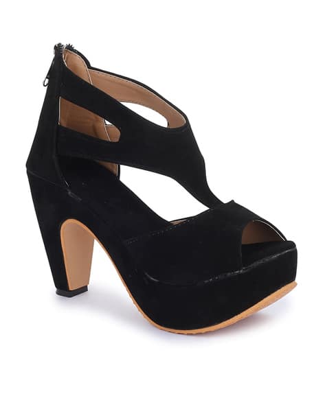 Buy Black Heeled Sandals for Women by WALKFREE Online