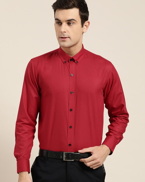 Mens red button down cheap shirt