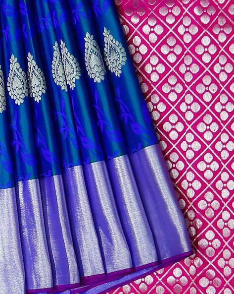 Peacock Blue Tissue Silk Saree