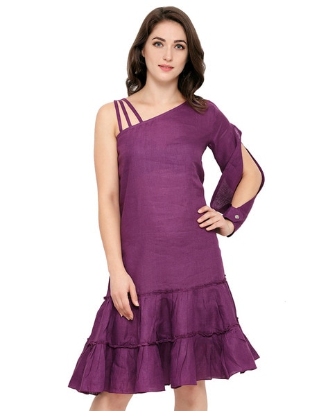 Purple colour sales one piece dress