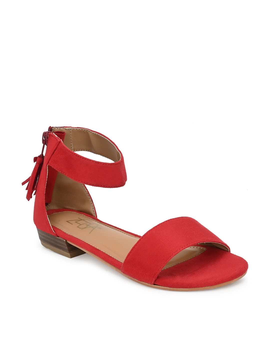 Red ankle sale strap flat sandals