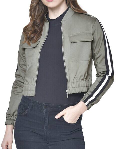 olive cropped jacket