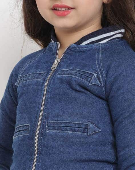 zip front denim jacket