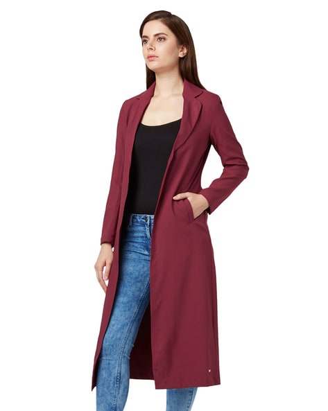 Maroon trench hotsell coat women's