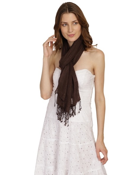 Textured Stole with Fringes Price in India