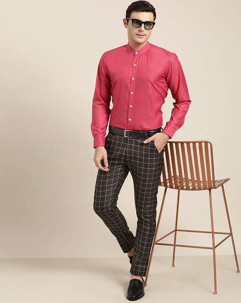 Burberry Red Check Trousers for Men | Lyst