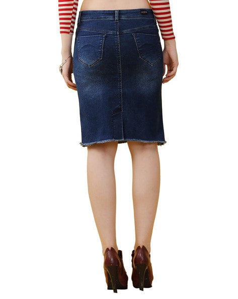 Buy StyleStone Denim Blue Pencil Skirt for Women's Online @ Tata CLiQ