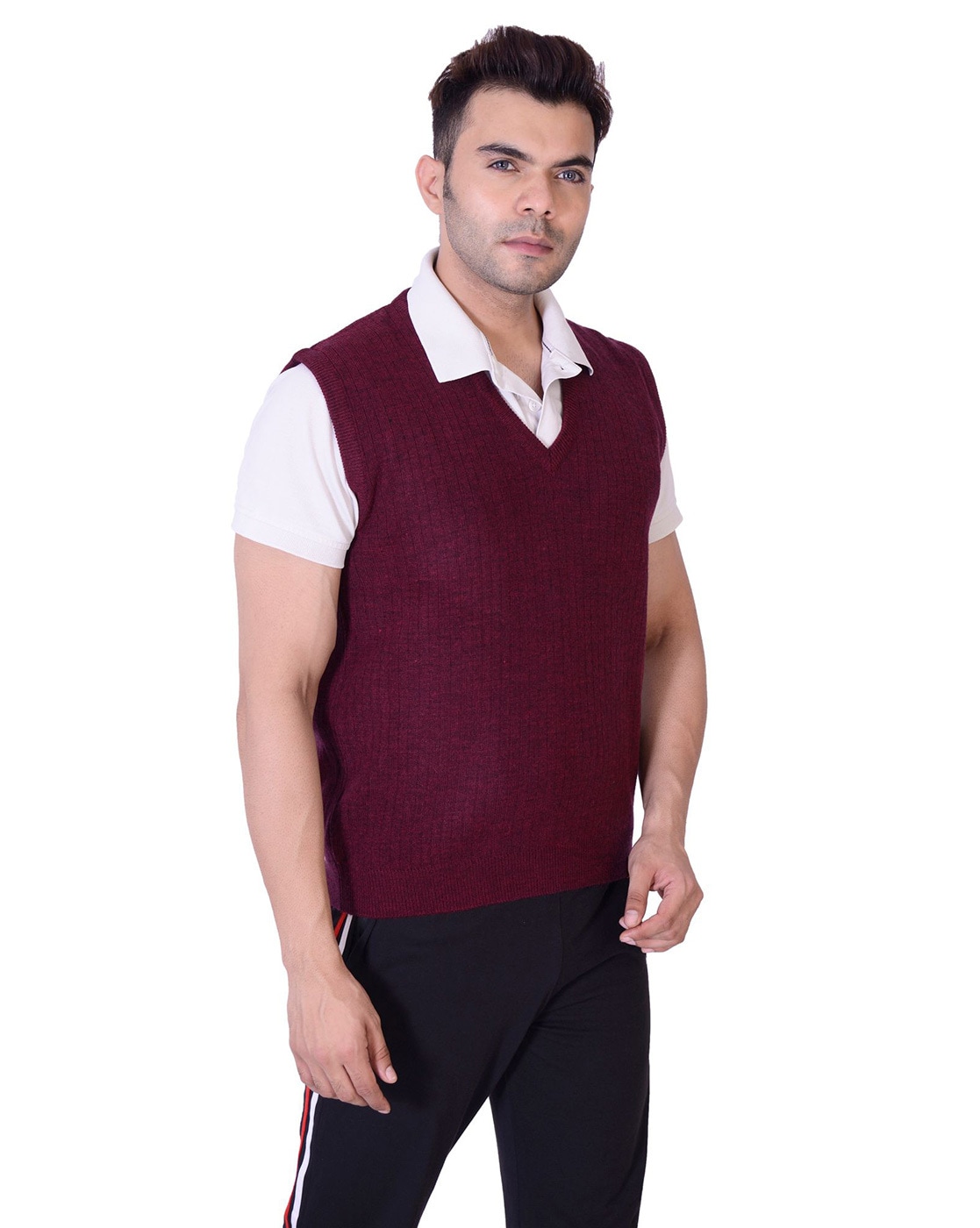 burgundy sleeveless sweater