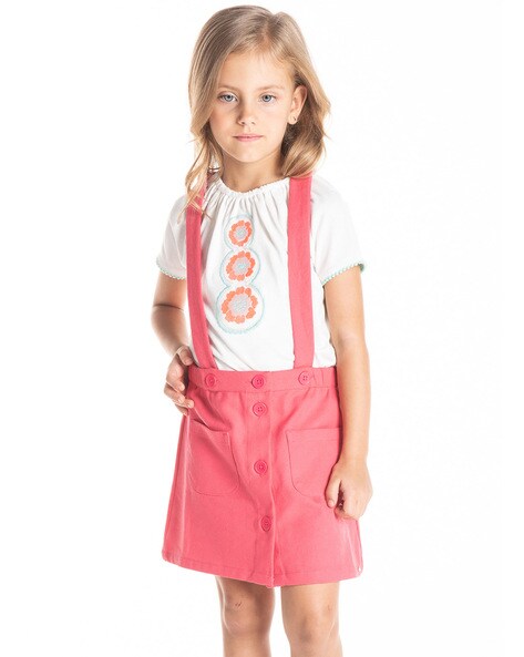 Pink skirt outlet with suspenders