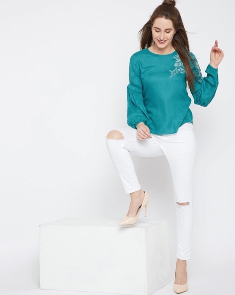 Buy Teal Blue Tops for Women by Rare Online