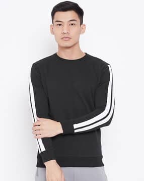 aesthetic bodies Crew-Neck Sweatshirt with Contrast Shoulder Taping-picture-30