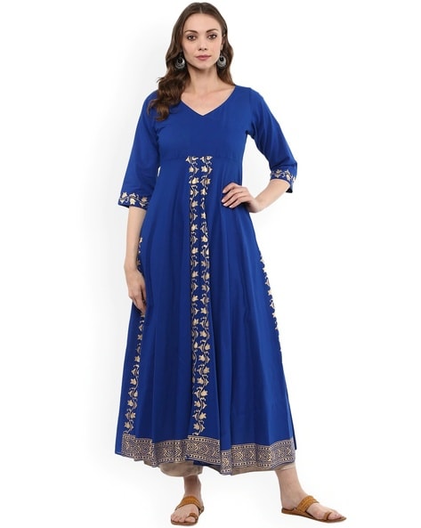 Mbe Printed V-neck Anarkali Kurta